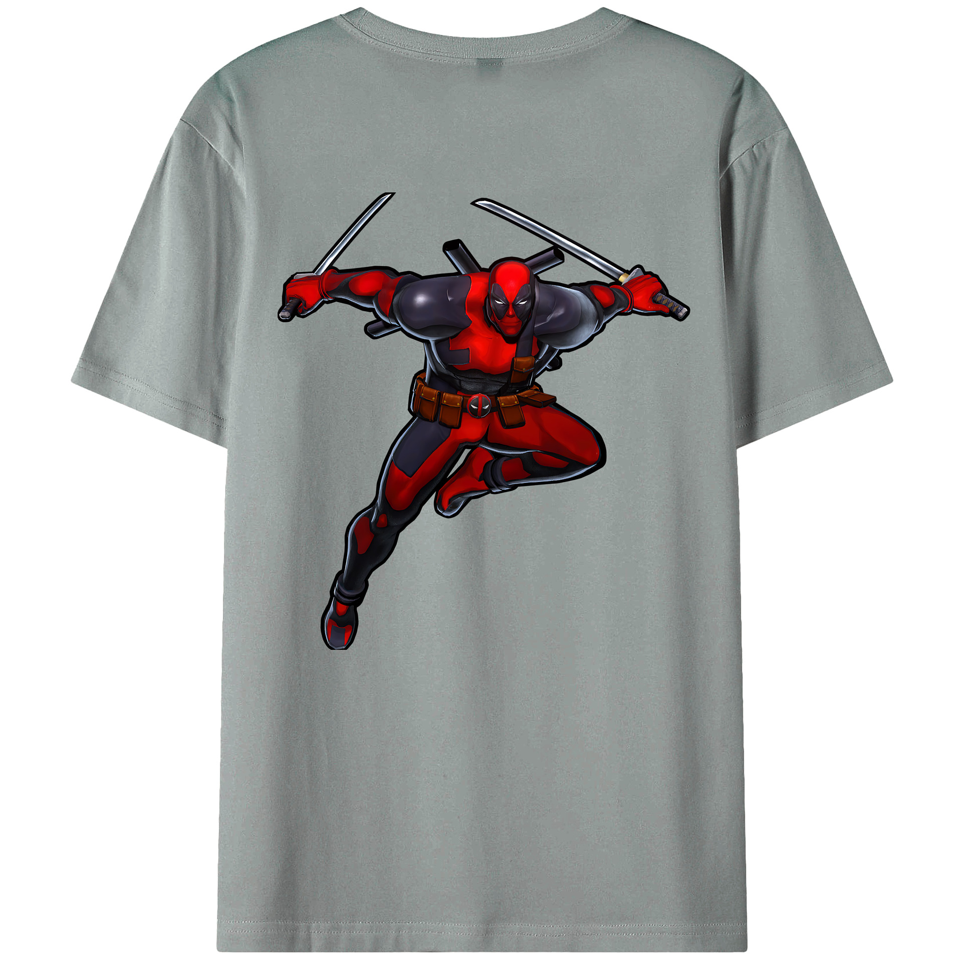 （画像用） Deadpool デッドプール 綿100％ メンズ半袖Tシャツ（バックプリント） 通気性